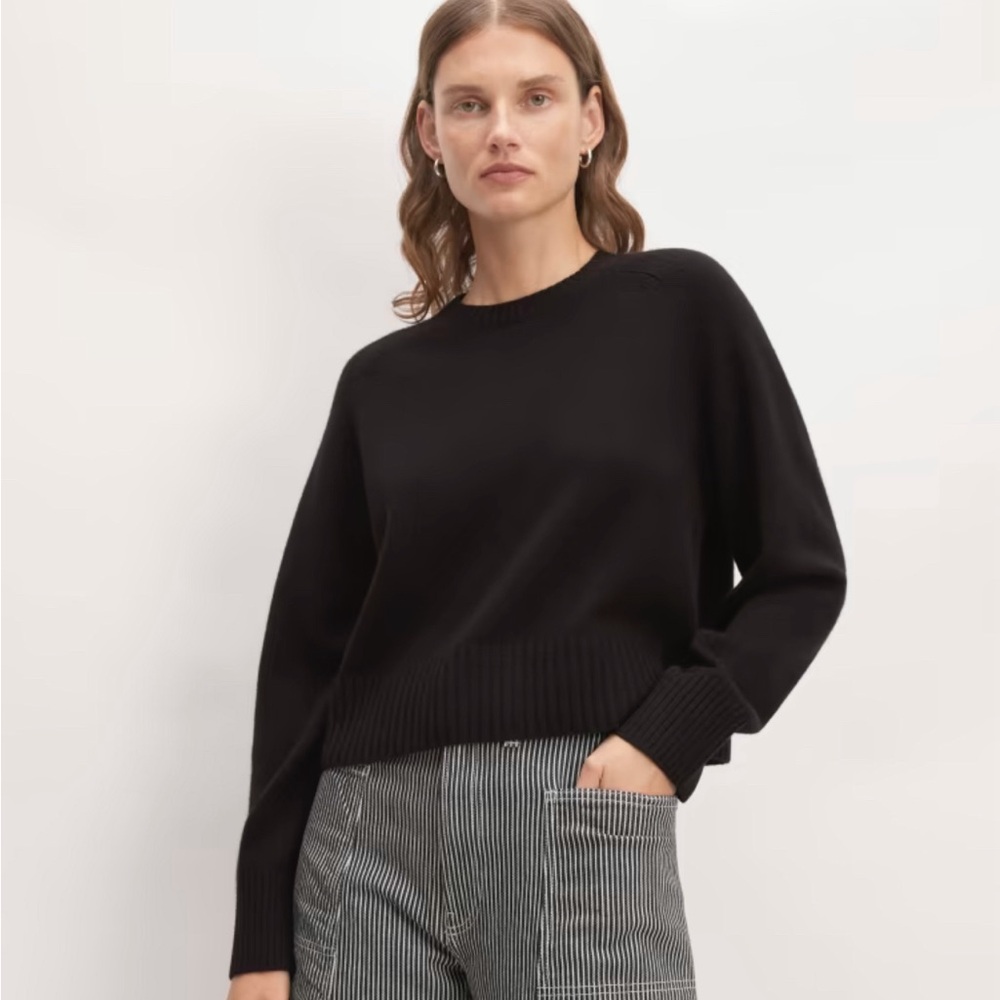 Everlane The Cashmere Boxy Crew - Black (xs)